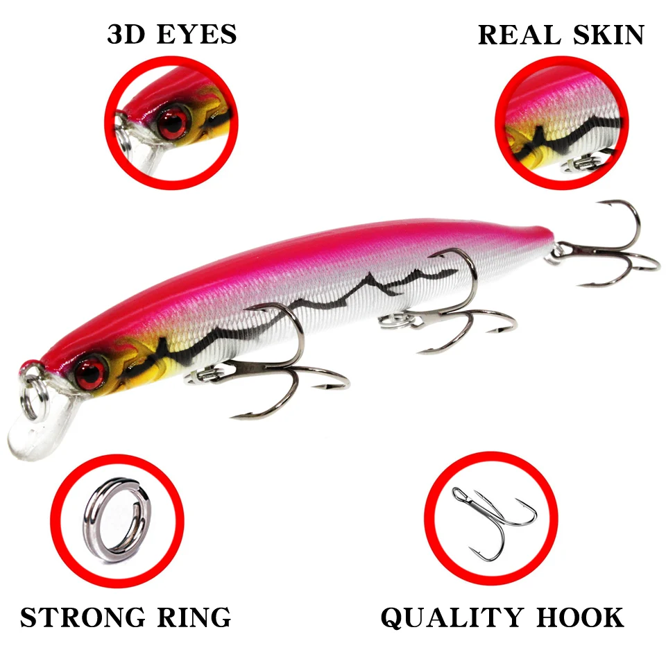 Wobblers Jerkbait-señuelo duro de pesca, cebo Minnow con manivela, aparejo de agua dulce y salada, 10 colores, 13,5 cm, 20,5g - imagen 2