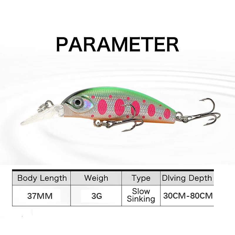 2021 New Crankbait 37mm 3g SP Depth 30-80cm Top fishing lures Wobbler hard bait quality professional minnow for fishing tackle - imagen 2