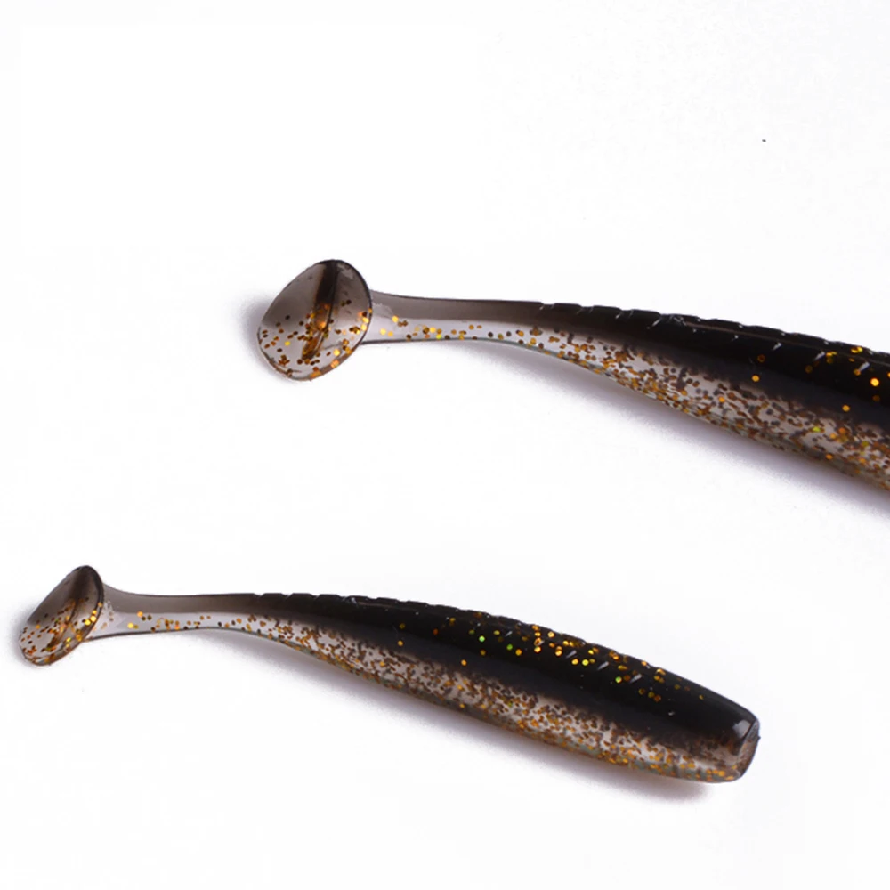 Hanlin-Cebo de gusanos de silicona blanda, 10 piezas, 50/63/70mm, Swimbaits T tail, aparejos de pesca, Predator Wobbles Set tackle - imagen 5