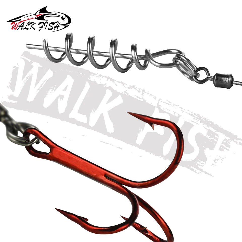 WALK FISH-anzuelo de aparejo de pesca, gancho de una sola cuerda con conector de tornillo, carpa, púas, utilizado para sábalo suave grande, 3 unids/lote - imagen 4