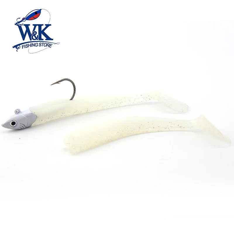 Señuelo suave de 11cm con cabeza de plantilla de 20g para pesca de lubina, Swimbait de agua salada T140 Shad, juego de cebo suave colorido de Anguila - imagen 5