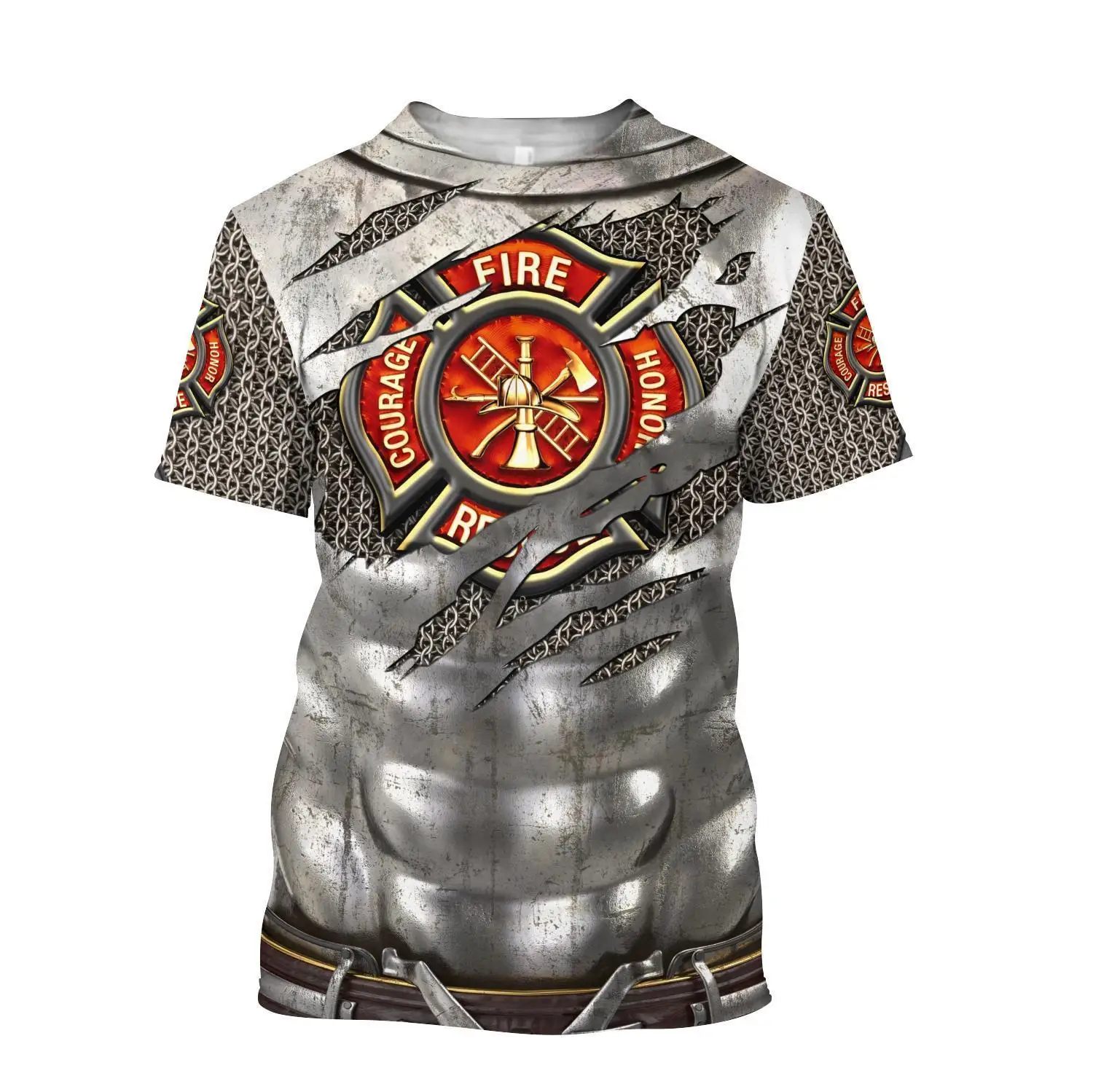 Camiseta Hipster de verano 2025 para hombre, camiseta de manga corta con estampado 3D de arte de bombero fuerte, camisetas informales Unisex TX0184 - imagen 4