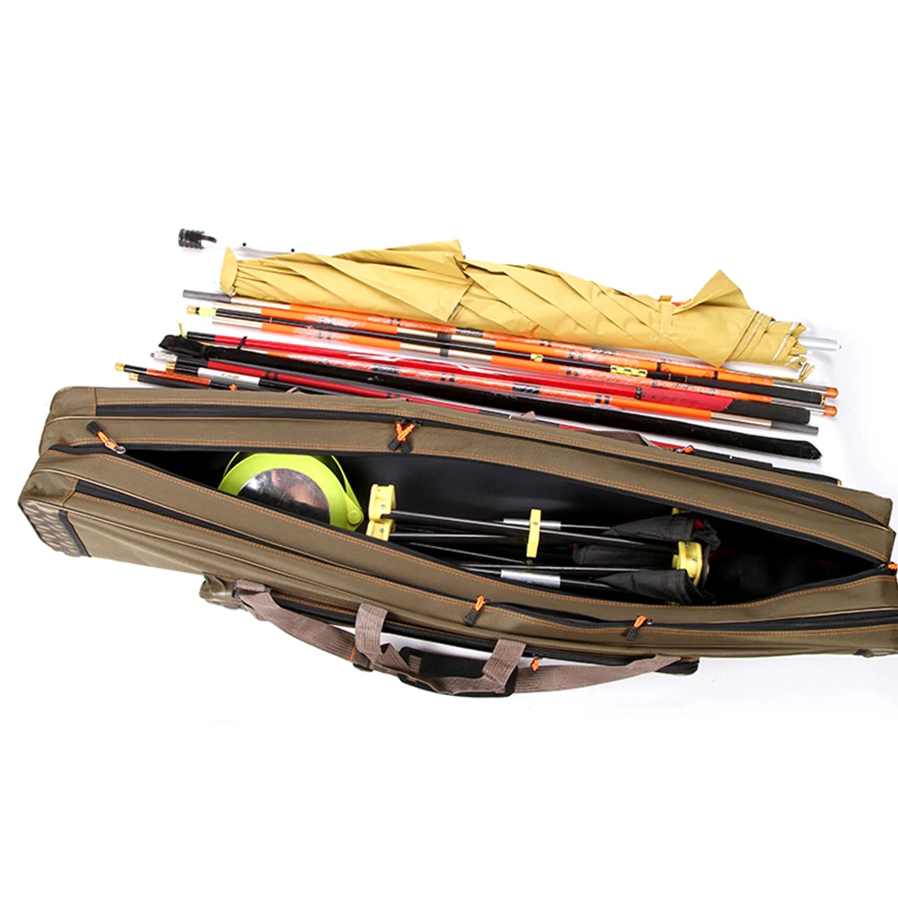 Bolsa plegable para caña de pescar, almacenamiento de lona para caña de pescar, bolso de hombro, aparejos, herramientas Iscas X357G, 1,2 m - imagen 3