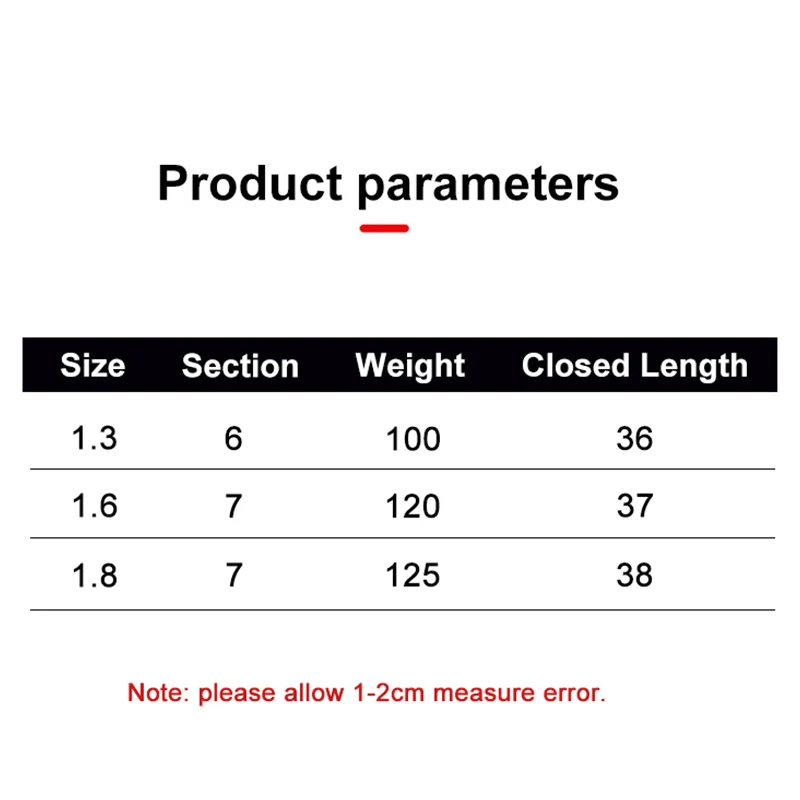 Caña de pescar telescópica de sección corta para todas las aguas, señuelo portátil de carbono, 1,3 M/1,6 M/1,8 M X578G, 38CM - imagen 5