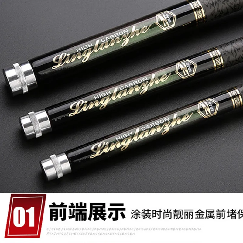 Caña de pescar telescópica para carpa, ultraligera, alimentador de agua dulce, fibra de carbono, 6M, 7M, 8M, 9M, 10M - imagen 3