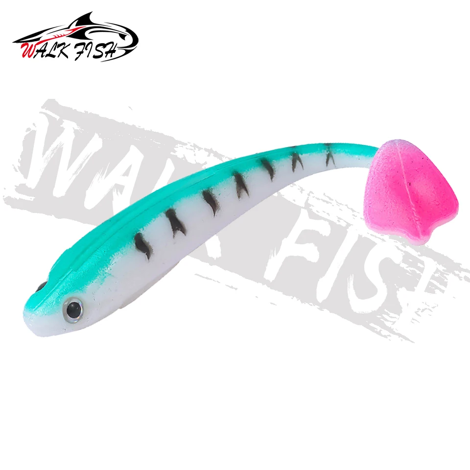 WALK FISH-Señuelos de Pesca blandos, cebo de pesca Jigging de silicona para lubina, agua dulce y salada, 9,5 cm, 4,7g, 4 unidades por lote - imagen 3