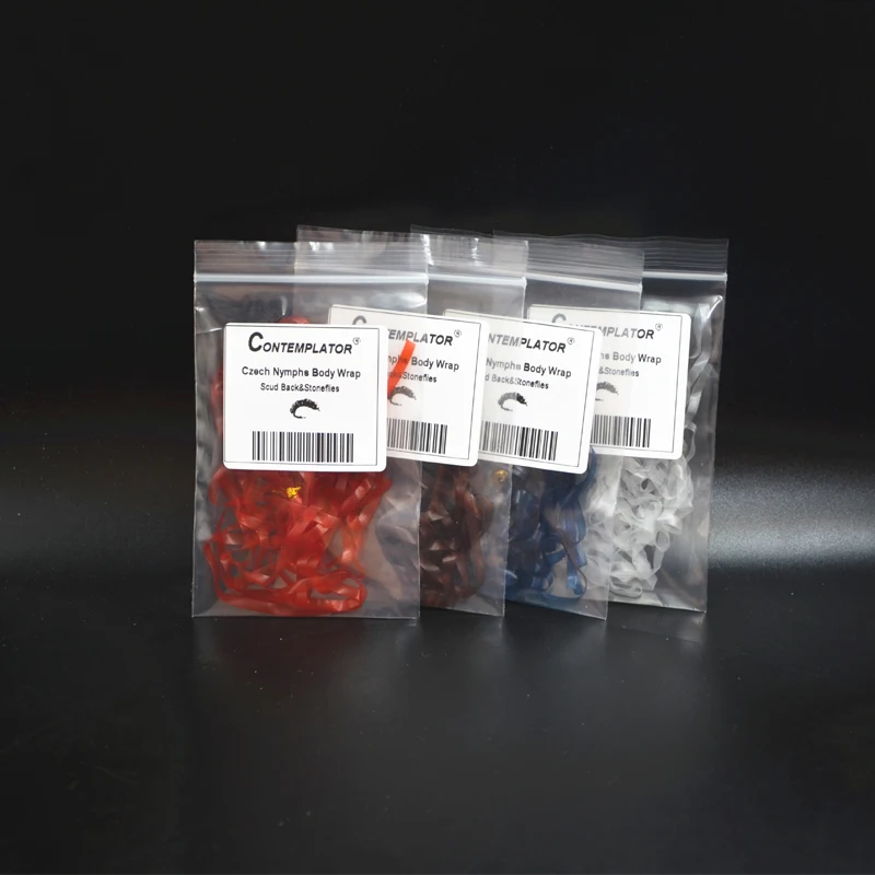 Pupa atado de moscas de 8 metros, envoltura corporal de gusano de Ninfa, 8 colores, 3mm de ancho, estiramiento flexible, espalda, Caddis, moscas, piel, Material sintético - imagen 5