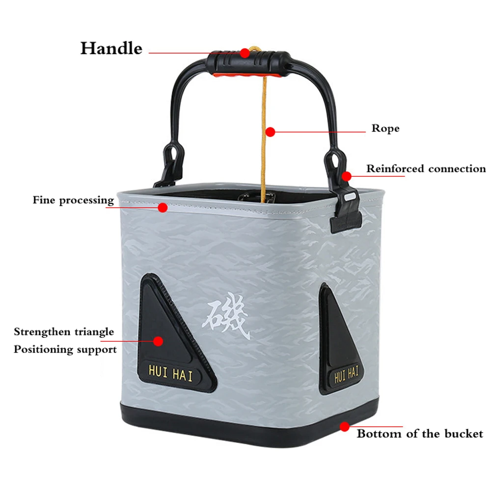 Cubo transparente impermeable para pesca, bolsa de almacenamiento de peces, equipo de gran capacidad, portátil, 10/12L - imagen 2