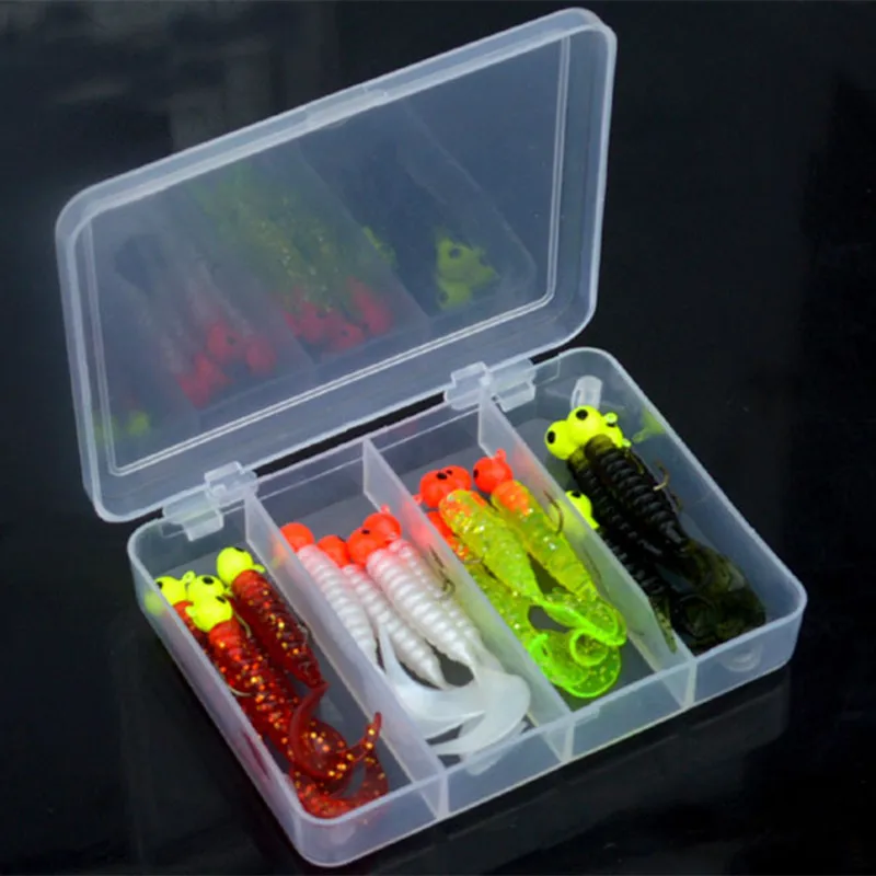 Kit de señuelos blandos para pesca, 2,4g, 3,5g, anzuelo con cabeza de anzuelo, cebo de gusano, juego de 16-20 piezas, señuelos artificiales para principiantes - imagen 2
