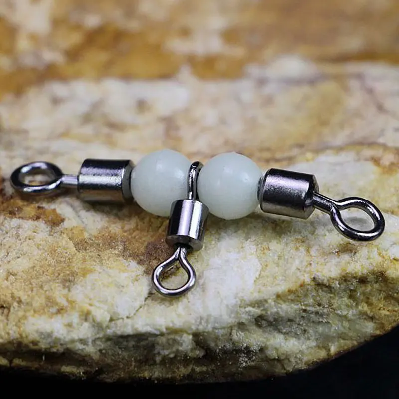 Conector de cuentas brillantes de acero inoxidable en forma de T, accesorio de aparejos de pesca, 10 unidades - imagen 3