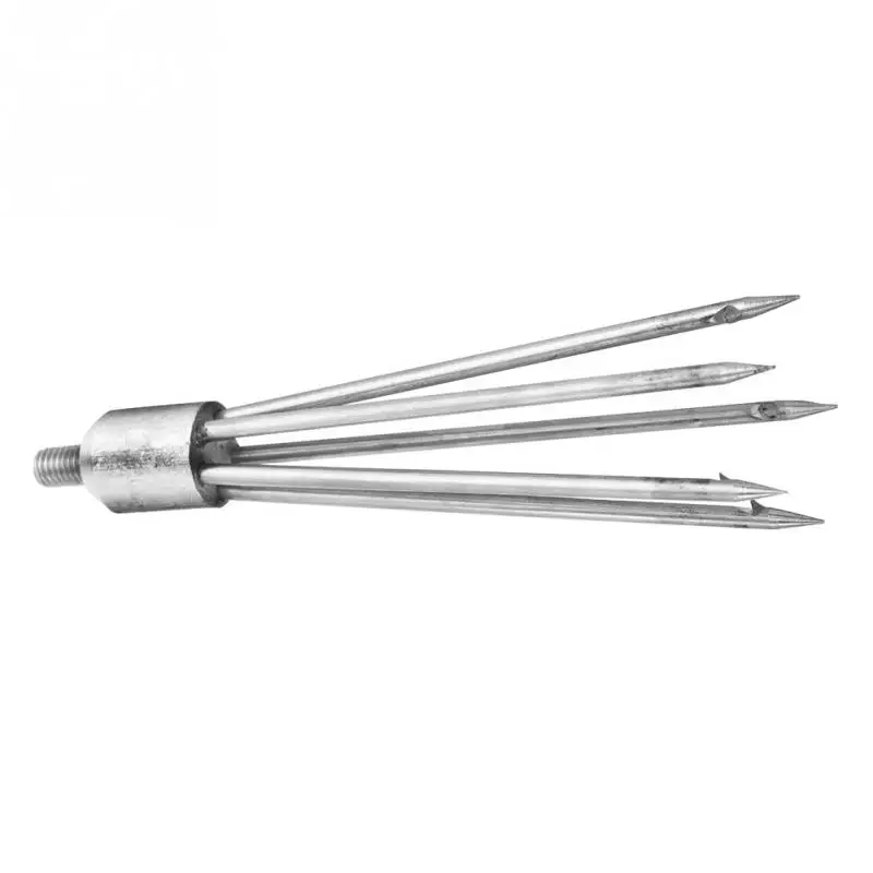 Tenedor de punta de arpón de pesca de acero inoxidable, punta de arpón con púas, cabeza afilada, gancho de pesca, accesorio de herramientas, 5 puntas - imagen 4
