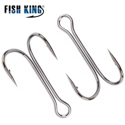 FISH KING-señuelo de rana para pesca, anzuelo doble de acero con alto contenido de carbono, gusano de atado de moscas, de silicona, 8 a 3/0, 20 unidades