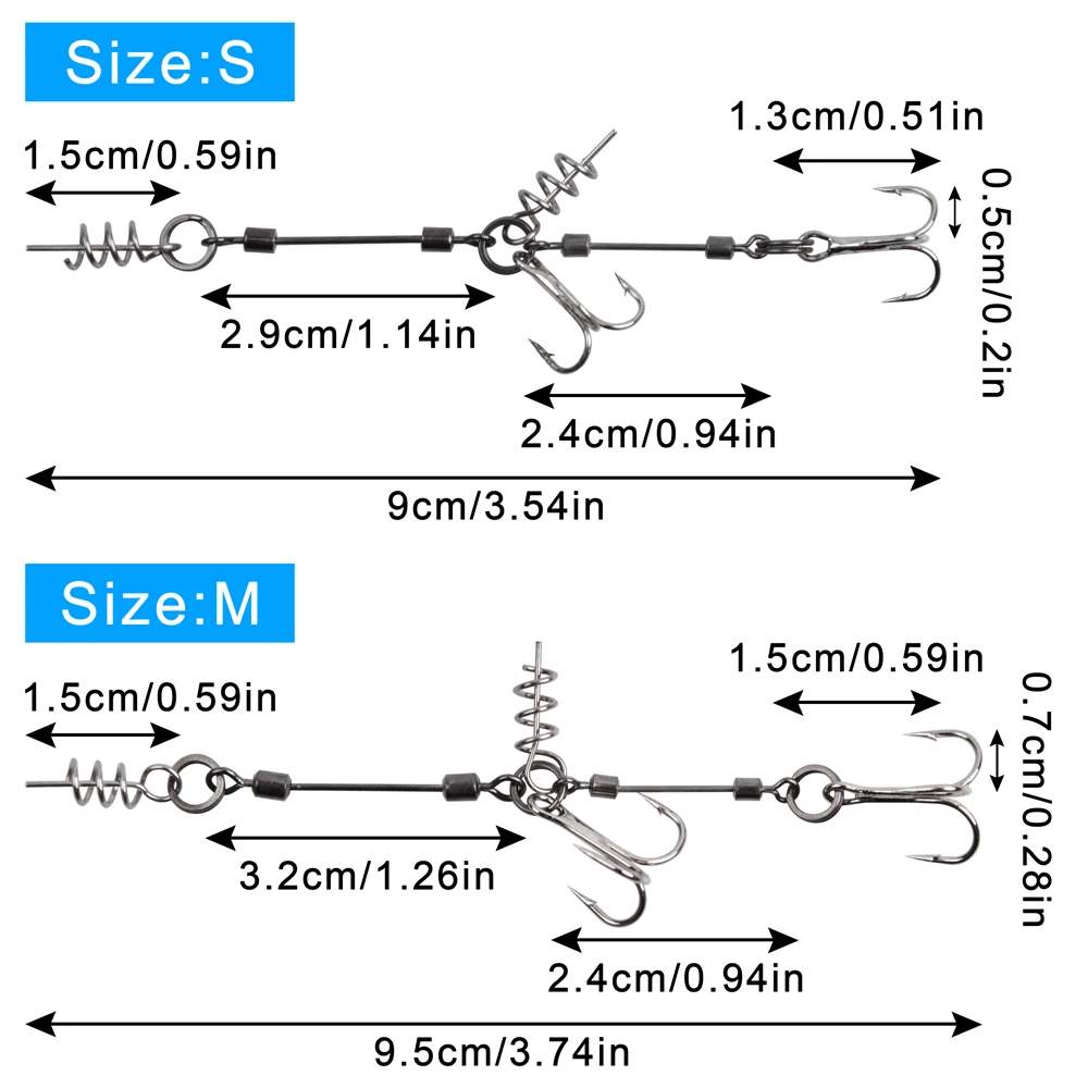 Aparejo de anzuelo de pesca Stinger, señuelo de pesca poco profundo, anzuelos triples con Pin central de Lucio, conector giratorio para cebos blandos, 1 ud. - imagen 2