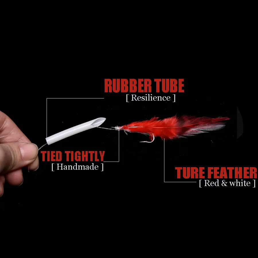 JYJ 10 bolsas Sabiki Rigs Señuelos de Pesca artificiales de agua salada cebo de mar luminoso caballa aparejos de Pesca anzuelos de cuerda señuelos de plumas - imagen 4