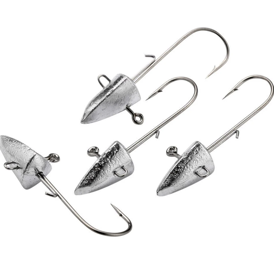 8 unids/lote 5g 7g anzuelos de cabeza triangular anzuelos de cabeza fija anzuelo de señuelo de pesca de gusano anzuelo suave cabeza de plantilla cebo Artificial aparejos de pesca - imagen 3