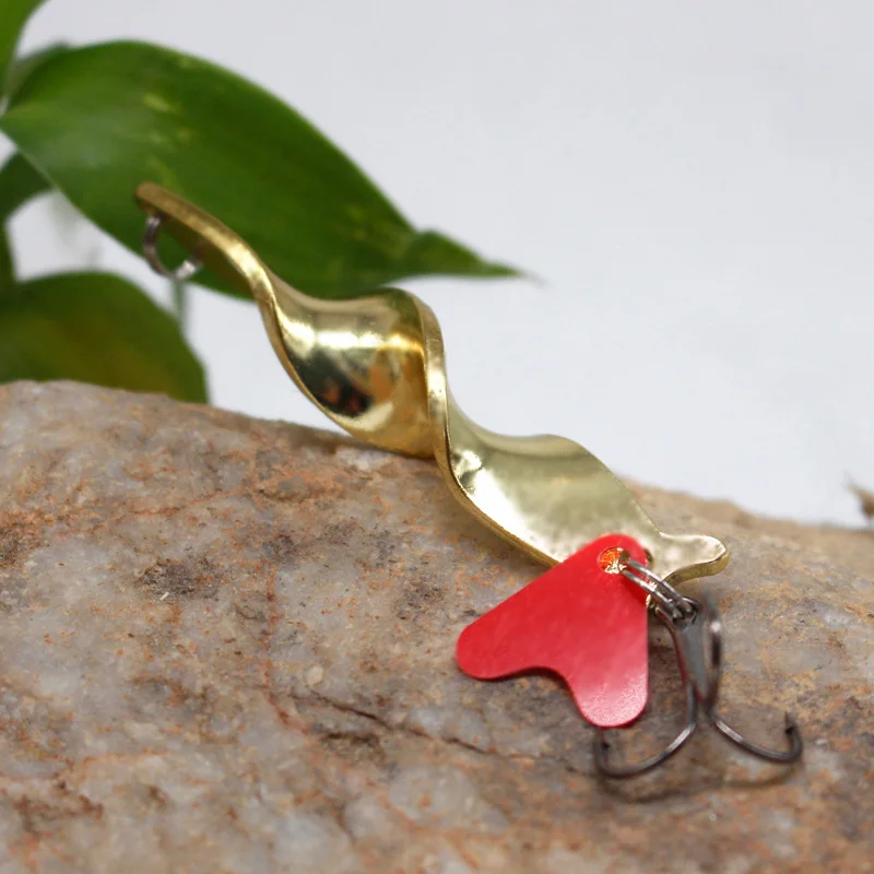 Señuelo de pesca giratorio en espiral, cucharas largas fundidas, Spinner, 10g, 14g, 21g, 28g, rotación de tornillo, Jigbait de Metal, lentejuelas rojas, 1 ud. - imagen 3