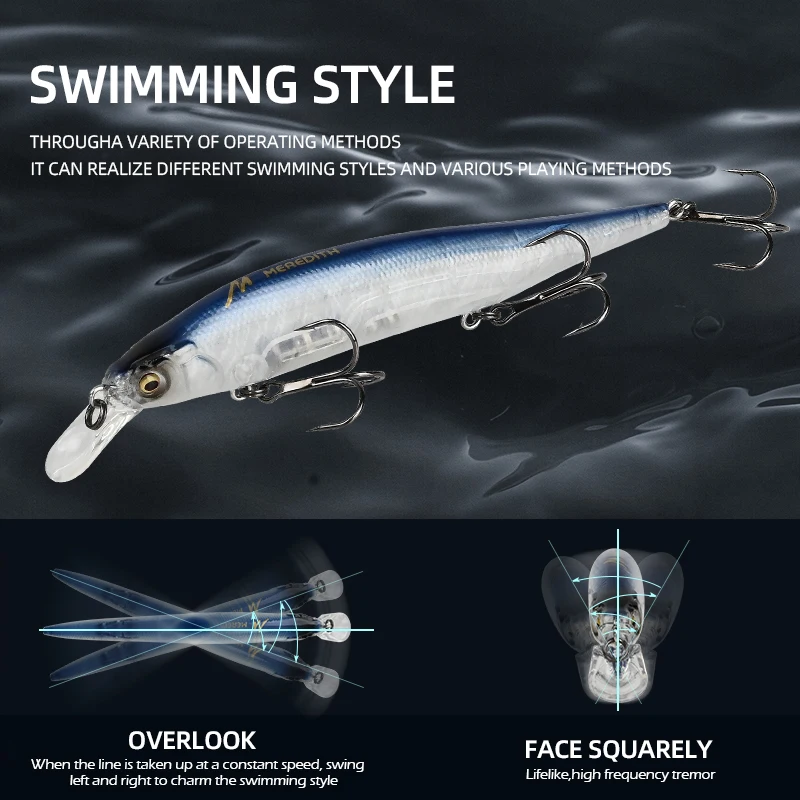 MEREDITH ITO SHINER-115SP sistema de peso innovador Señuelos de pesca superiores Minnow Wobbler calidad aparejos de pesca anzuelos para pesca - imagen 4