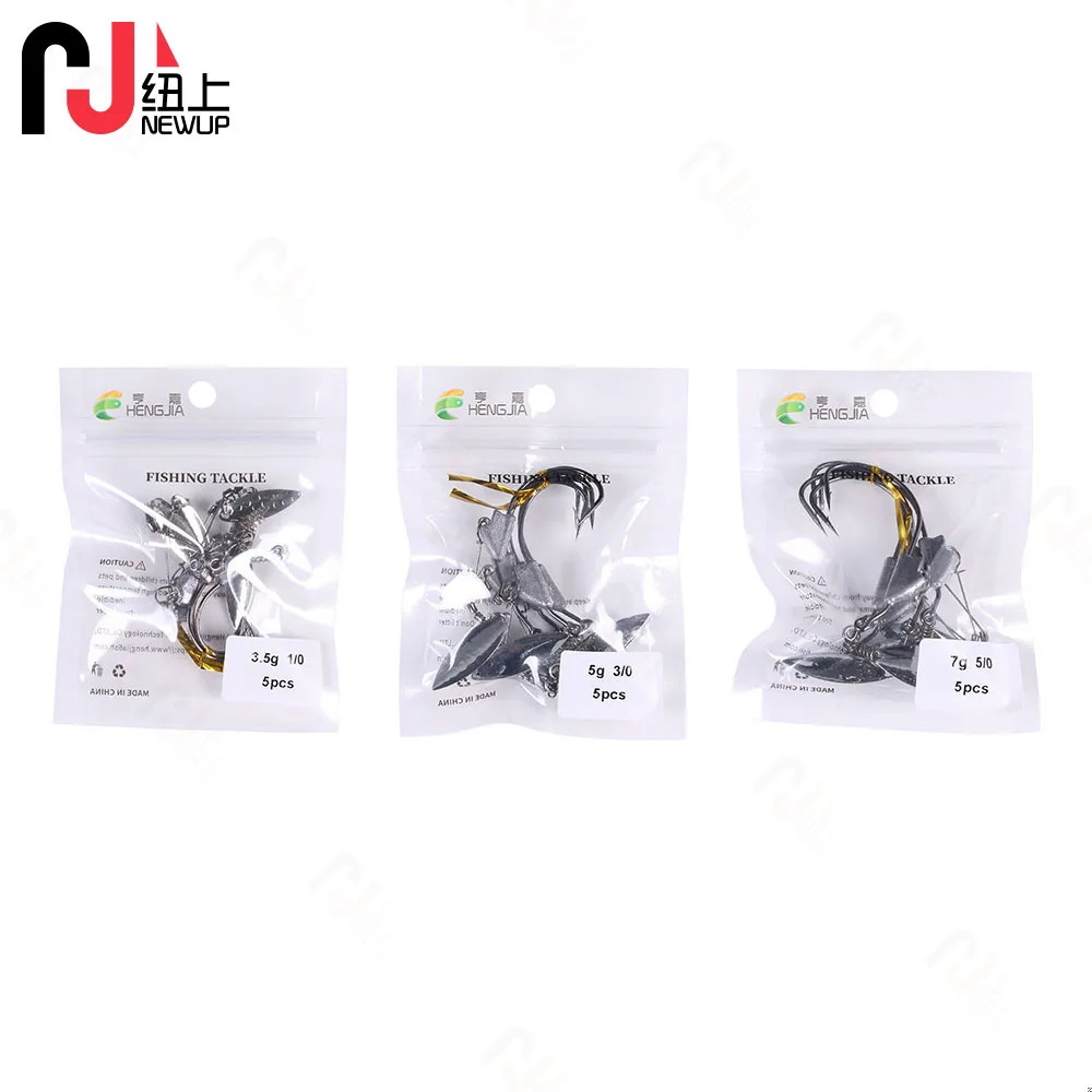 Nuevo UP 5 unids/lote Texas Rigs Jig Head anzuelo de pesca Metal 3,5g 5g 7g con cuchara lentejuelas aparejos de pesca anzuelos para aparejos de pesca Texas - imagen 5