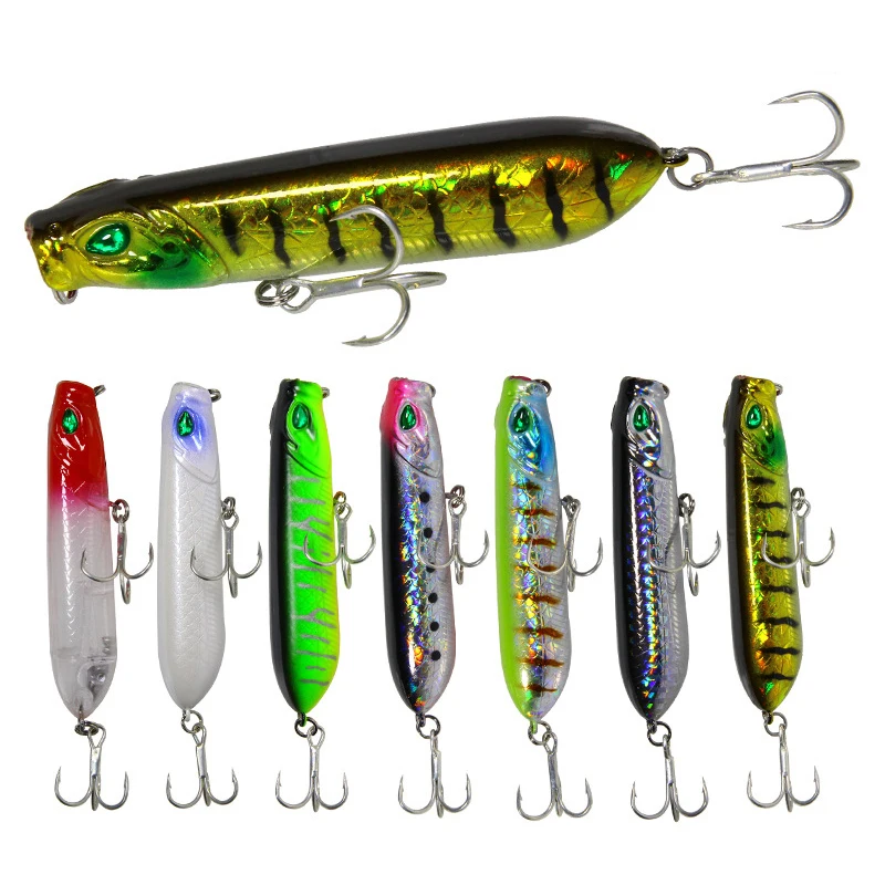 Señuelos de pesca Popper, cebo duro Artificial de plástico Topwater, Crankbait Wobblers, perca de lubina, aparejos de pesca, 8/10cm, 12,5/18g - imagen 2