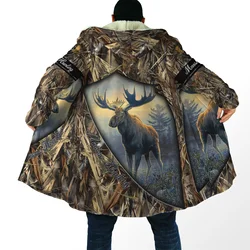 DP09 Ropa Pesca Invierno Capucha Lana Estampado 3D Alce Cervo