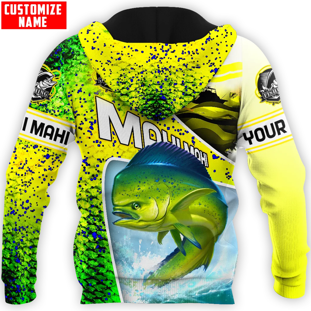 Aangepaste naam Mahi-mahi vissen schubben 3D Afdrukken heren Hoodie & Sweatshirt Herfst Unisex Zip Hoodie Casual Trainingspakken KJ776 - imagen 3