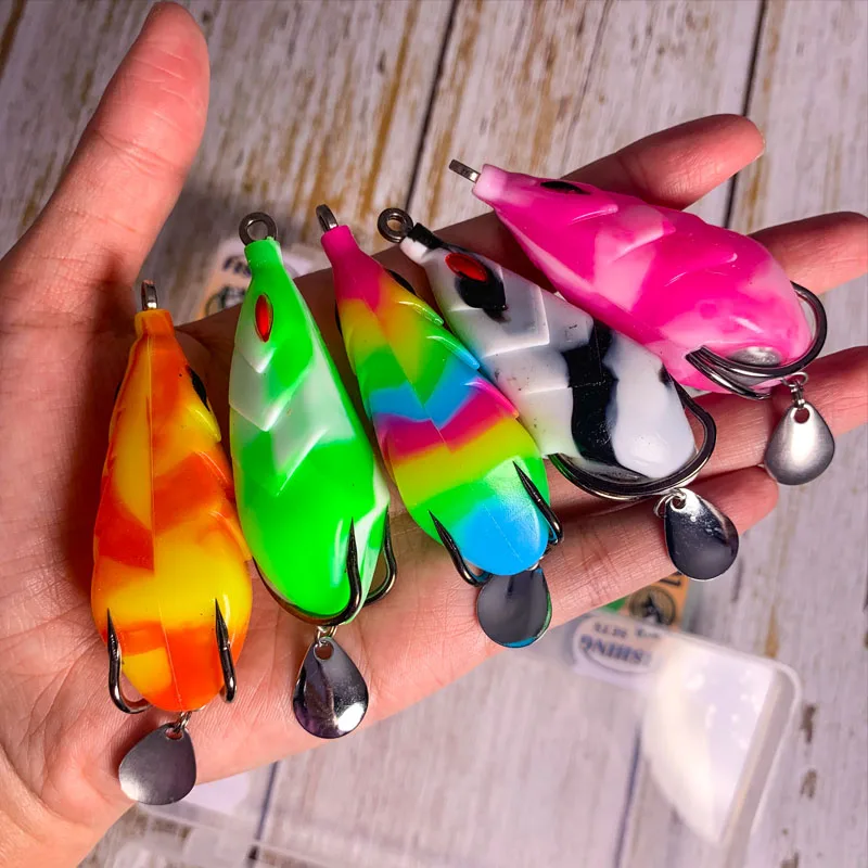 OBSESSION-Juego de señuelos de silicona suave para pesca de carpa, cebo Artificial Wobbler de rana, caja de aparejos, 5 uds. - imagen 2