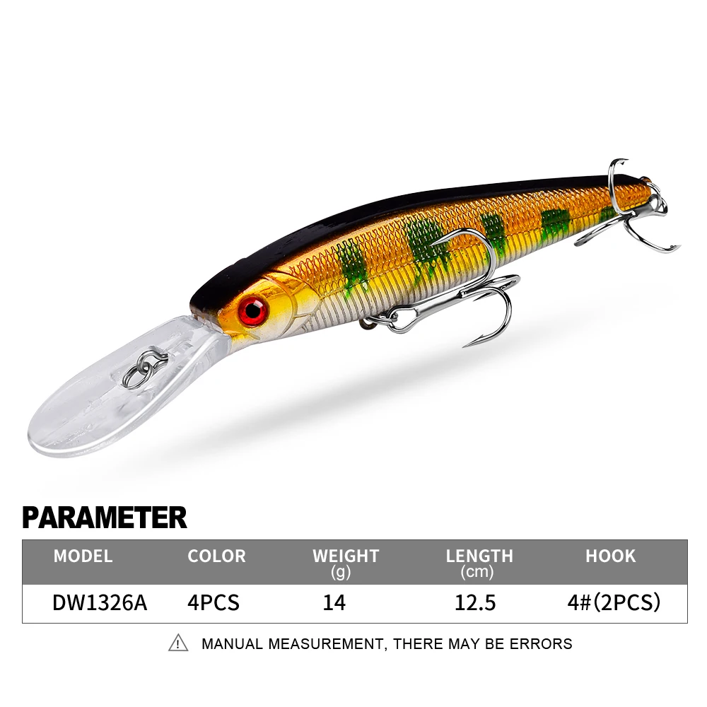 PROBEROS-Señuelos de Pesca flotantes de fundición larga, cebos artificiales duros, Wobblers, superficie superior, 1PX/4 piezas, Minnow, baits12.5 cm-14g - imagen 3
