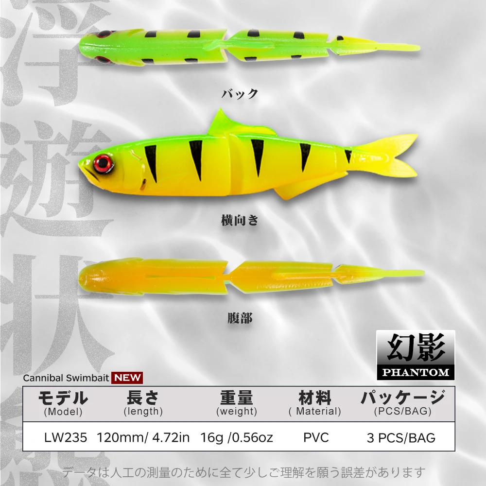 Hunthouse Cannibal 4 play señuelo de pesca suave 120mm/16g cebo wobblers silicona swimbait para Lucio trucha pesca LW235 - imagen 2