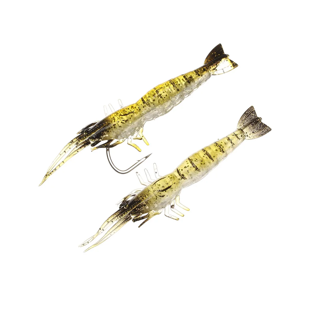 Señuelos de Pesca de simulación de silicona suave, cebo de Camarón, gambas, trucha Artificial, cebos, olor a pescado, anzuelo único, aparejos de lubina, plantilla, 5 unidades por lote - imagen 3