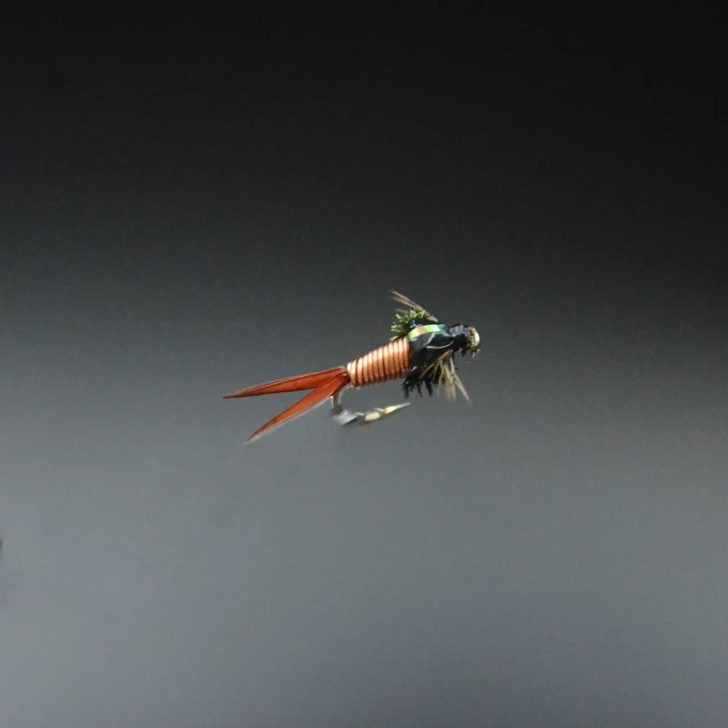 Señuelos duraderos y llamativos para pesca, larvas de Mayfly múltiple, de cobre, de hundimiento rápido, 5 piezas, 12 # - imagen 4