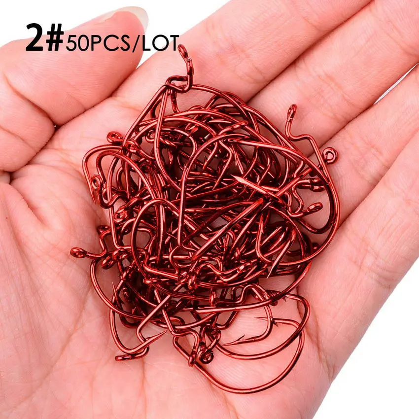 Anzuelos de pesca de acero al carbono, 10 unids/set/juego, señuelo de gusano suave 5/0 #-1 #, anzuelos de pesca de carpa con púas - imagen 5