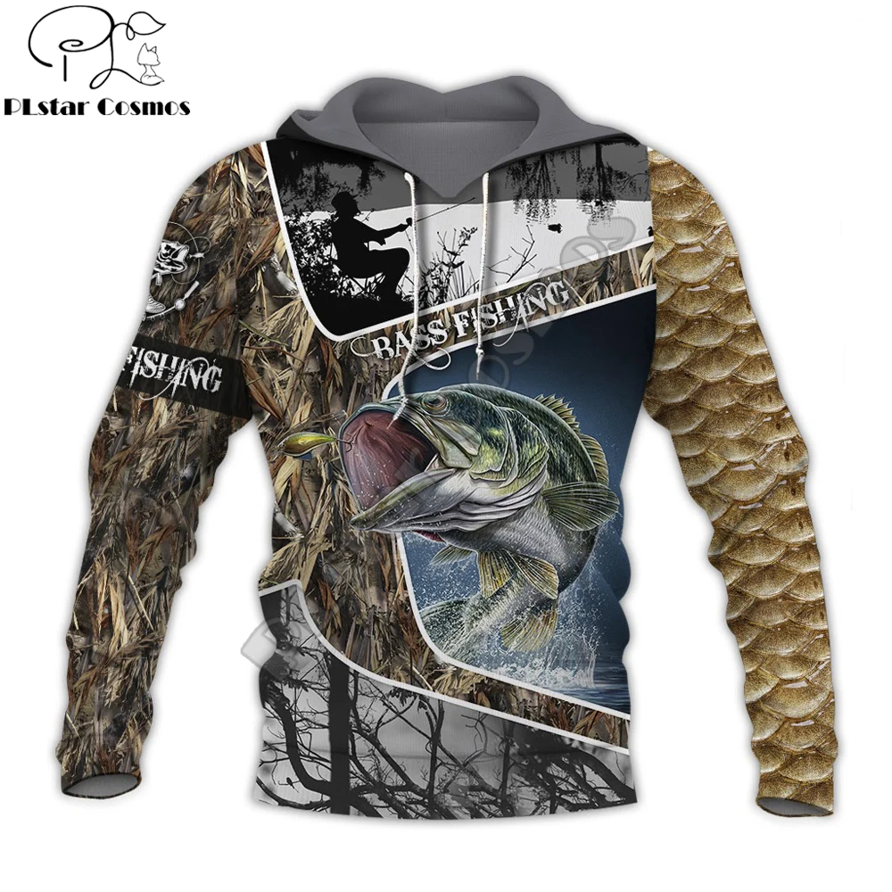 Bass Fishing Skin Camo Impresión 3D Sudadera con capucha para hombre Sudaderas con capucha unisex Sudadera Otoño Streetwear Chaqueta casual Chándal KJ767 - imagen 4