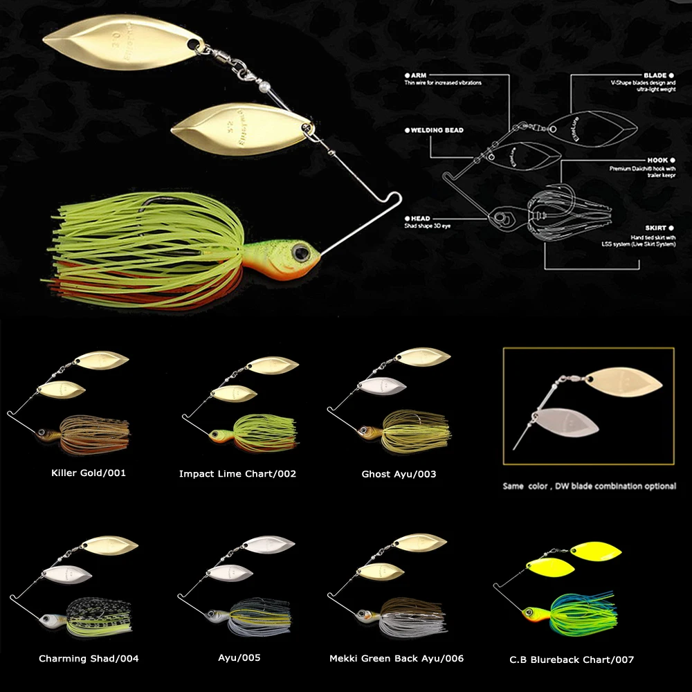 ELITELURE CFS 10g/14g doble hoja de Metal cebo giratorio cuchara señuelo Swimbait Wobblers Spinnerbait aparejos de aparejo para pesca de Lucio - imagen 4