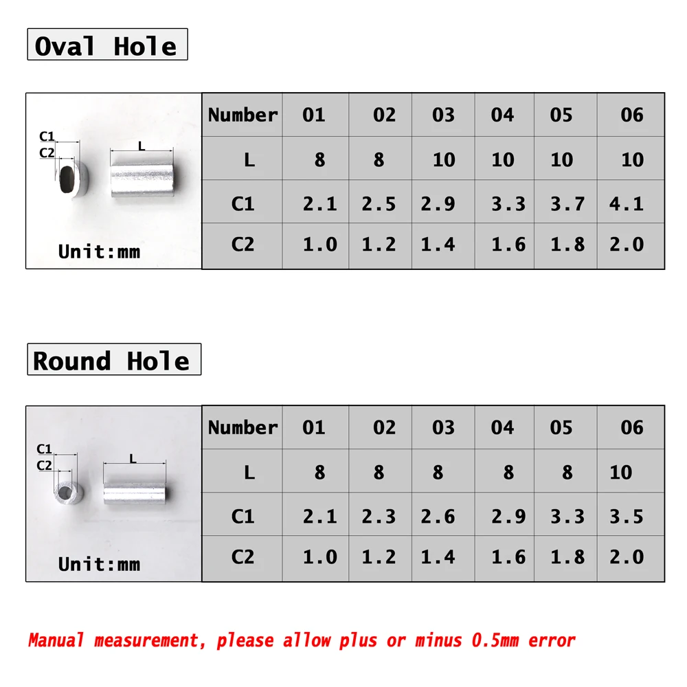 MNFT 120 Uds conectores de tubo de alambre de pesca 6 tamaños línea de pesca de acero inoxidable mezclado manga de engarzado de aluminio tubo de aluminio - imagen 2