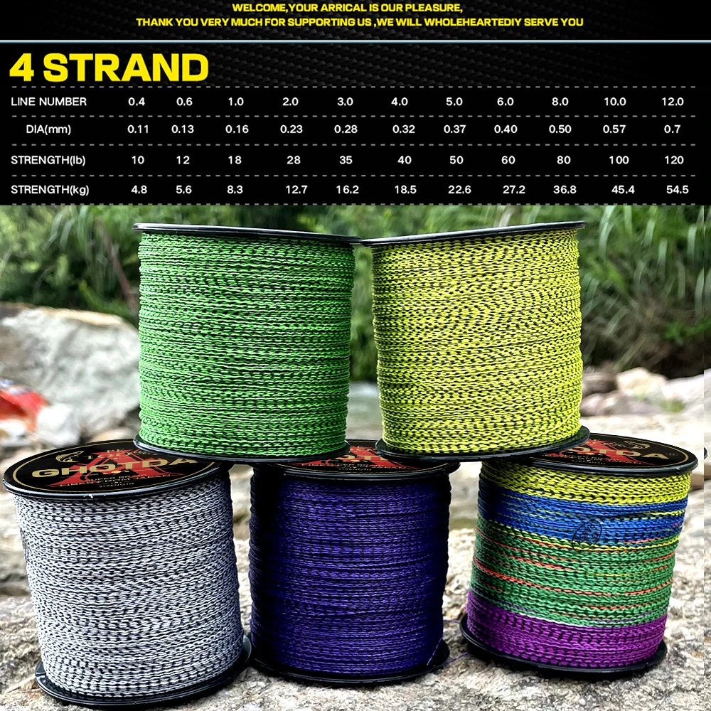Ghotda-sedal de pesca trenzado de 4 hebras, hilo de pescar trenzado Multicolor de 300M, tejido Invisible para pesca de carpa de agua salada, 100% PE extremo - imagen 4