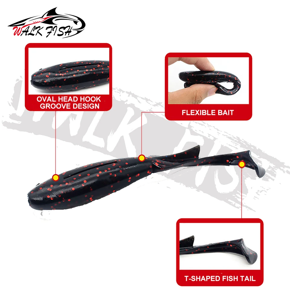 WALK FISH-Señuelos de pesca blandos, 8cm, 12cm, Swimbait, aparejos de pesca de bagre, Wobblers para Lucio y lubina, cebo de goma Softbaits - imagen 5