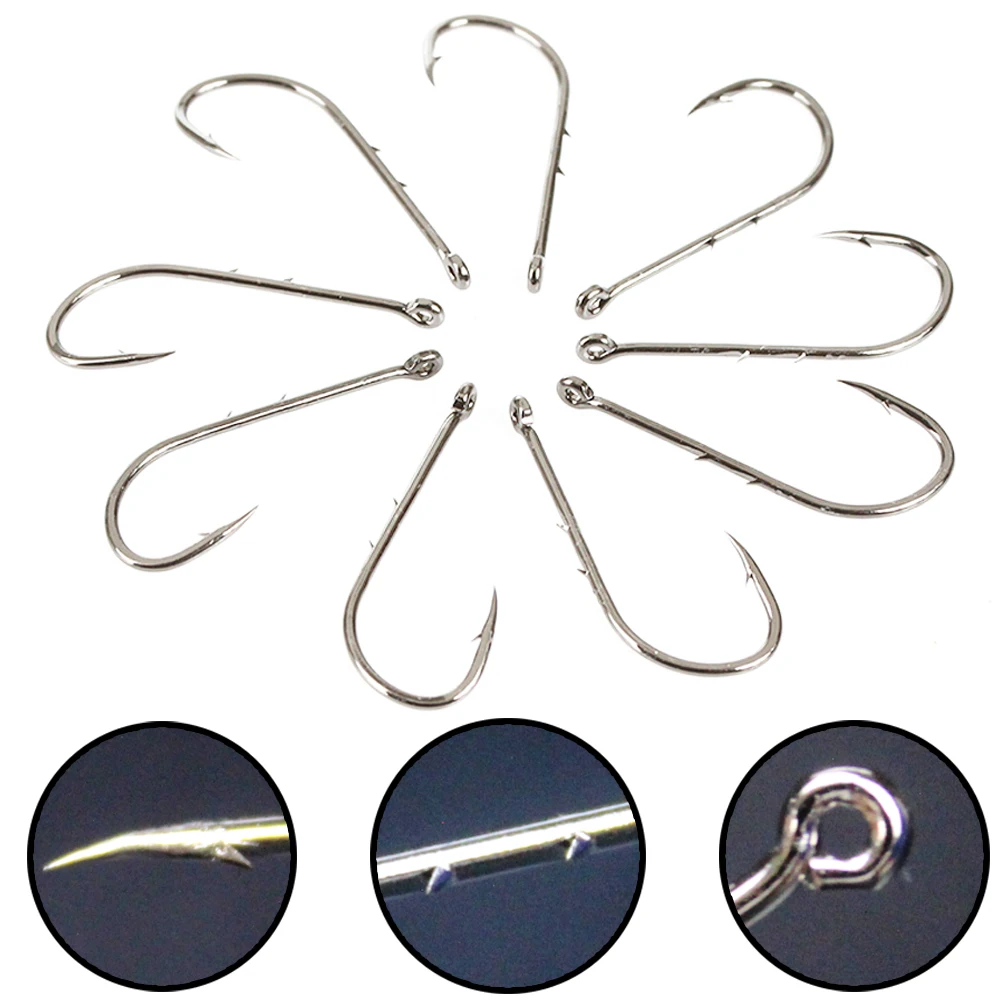 Ganchos de pesca de acero, anzuelos de púas de gusano suave, carpa, Color blanco, 10 unids/lote, 1/0 #-14 #