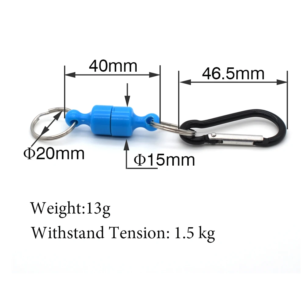 MNFT 2 uds hebilla magnética pesca con mosca red magnética y mosquetón de aluminio herramienta de liberación rápida de pesca 8 colores seleccionados - imagen 4