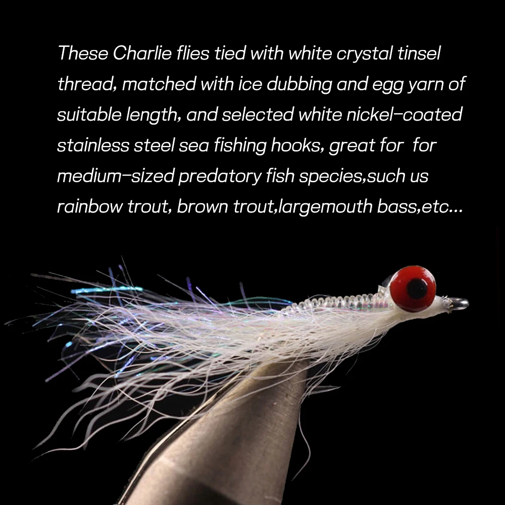 Bimoo 14 unids/caja # 6 # 8 dobladillo de hielo Crazy Charlie anzuelo de acero inoxidable moscas de pesca señuelo artificial cebo para lubina trucha arcoíris - imagen 4