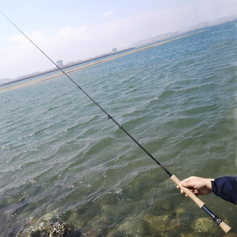 Buluzel-caña de pescar con mosca de carbono, 9 pies, 5/6 7/8, 2,7 m, 4 secciones, caña voladora portátil de energía dura, peso súper ligero, color negro - imagen 5