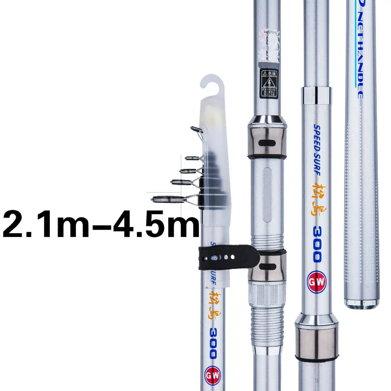 Caña de pescar telescópica de fibra de carbono, palo de lanzamiento lejano de 2,1 M-4,5 M, para pesca en roca, para barco de mar, cuekartwo Olta - imagen 3