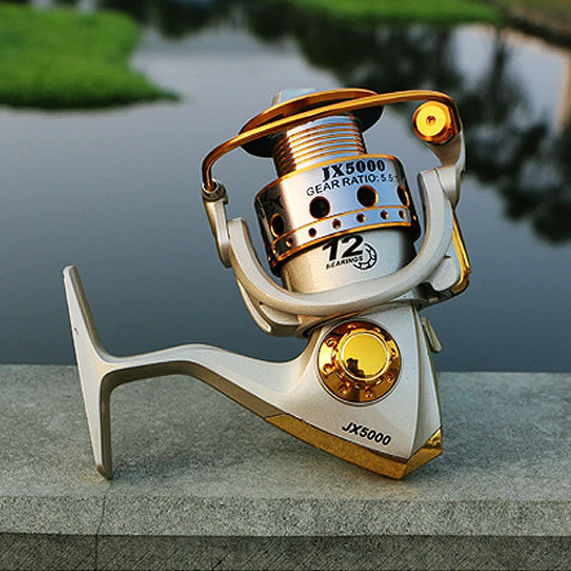 Carrete de pesca giratorio, carrete de Metal 12BB 5,5: 1, mango intercambiable izquierdo/derecho, aparejos de bobina de rueda de pesca - imagen 3