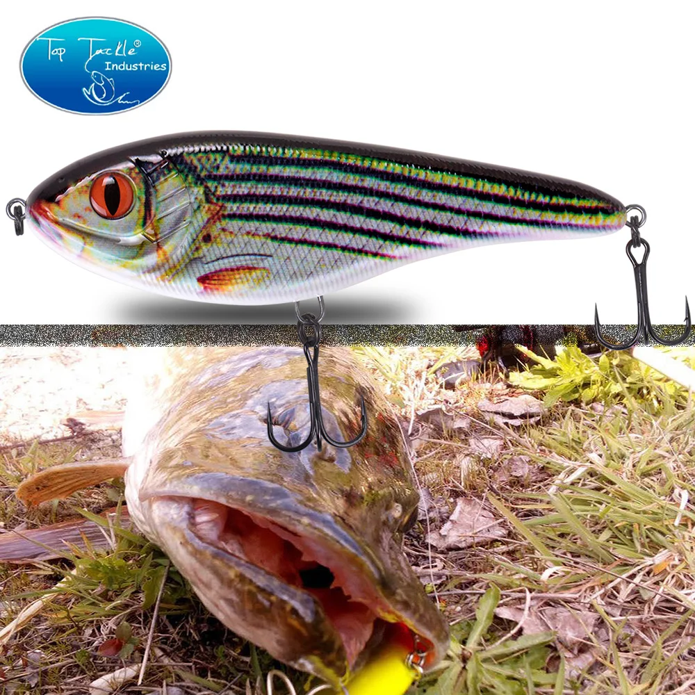 Señuelo de pesca con cebo de hundimiento lento fpor bass 150mm 81g Muskie Pike Big VIB señuelo de pesca duro CFLURE Jerk cebo anzuelos negros - imagen 5