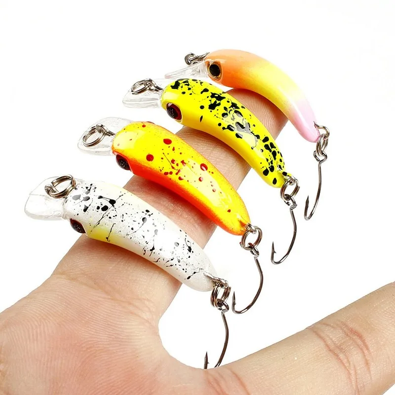 Mini Minnow Wobblers anzuelos triangulares peces Popper aparejos de lubina 3,7 cm/1,5g Señuelos de pesca Crankbait cebo de plástico duro