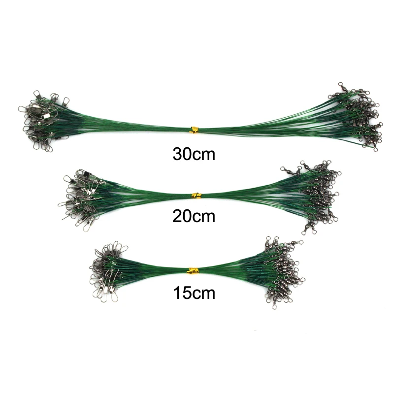 Sedal de pesca de acero antimordedura, líder de alambre de acero con giratorio, accesorio de Pesca de Mar, núcleo de plomo, 15/20/30cm, X809, 20 unidades - imagen 2