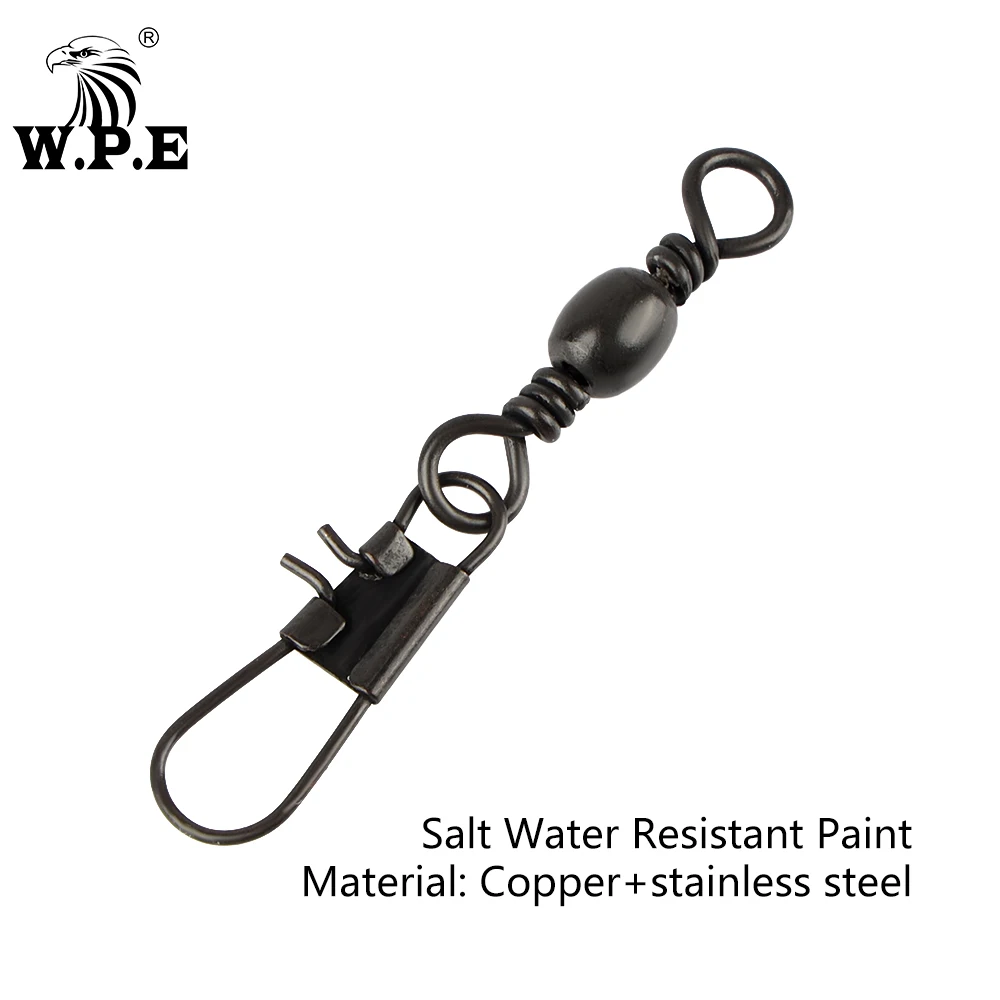 W.P.E-conector giratorio de pesca, barril de enclavamiento giratorio, Pin a presión, señuelo, anzuelo, aparejos de pesca, 30/50 Uds. - imagen 2