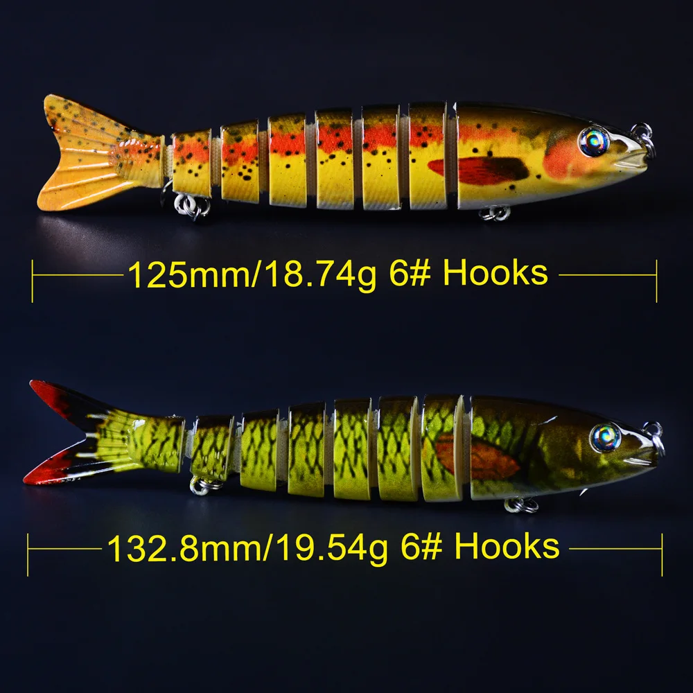 Wobblers de hundimiento, Señuelos de Pesca, Swimbait multiarticulado, cebo Artificial duro para Lucio, señuelo de pesca Crankbait, 6 unidades por lote - imagen 2