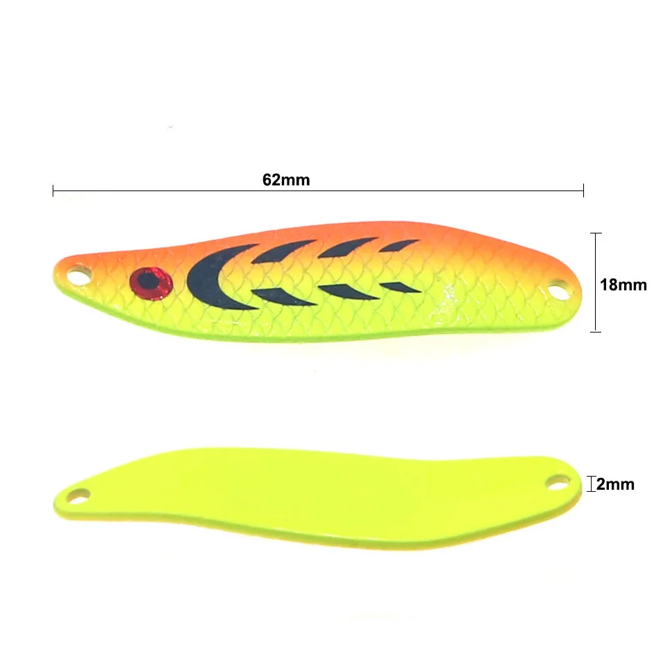 Señuelo de pesca con cucharas de Metal, señuelos duros de 62mm y 10g, anzuelo triple, cebo de Metal para lubina, salmón, Artificial, Wobblers, Spinner, SequinsJigging - imagen 3