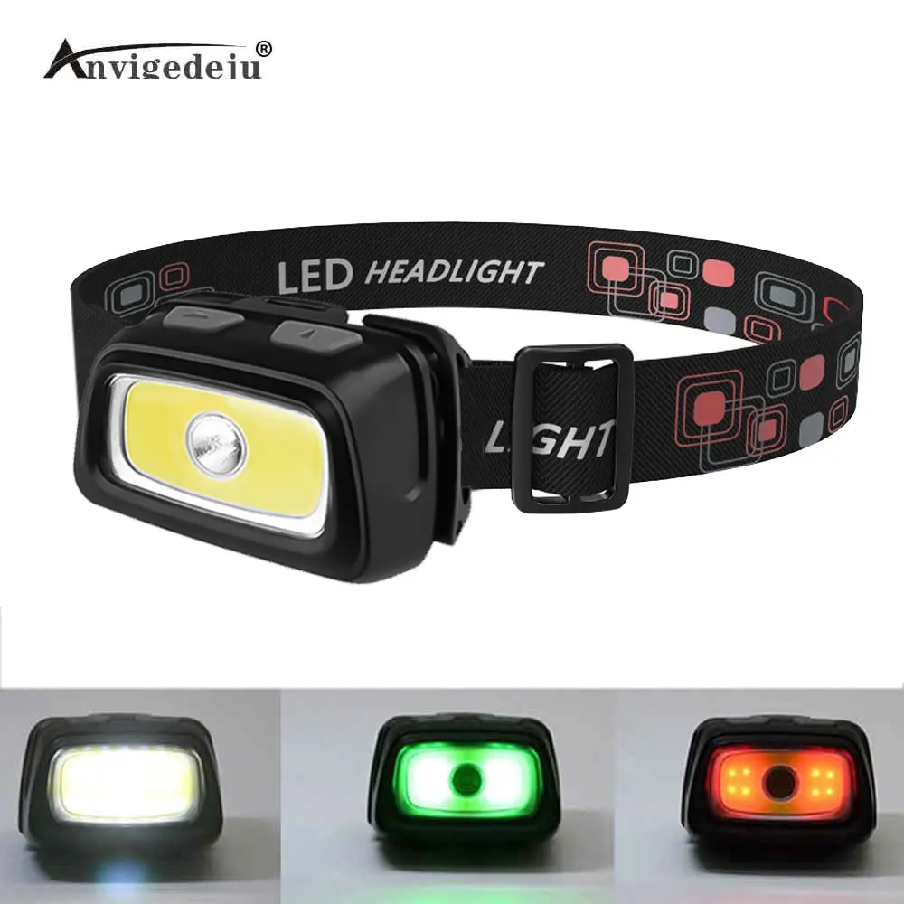 ANYIGE-Mini faro LED de 200 lúmenes, resistente al agua, IPX4, AAA, rojo, verde, 6 modos, luz estroboscópica, linterna de Flash