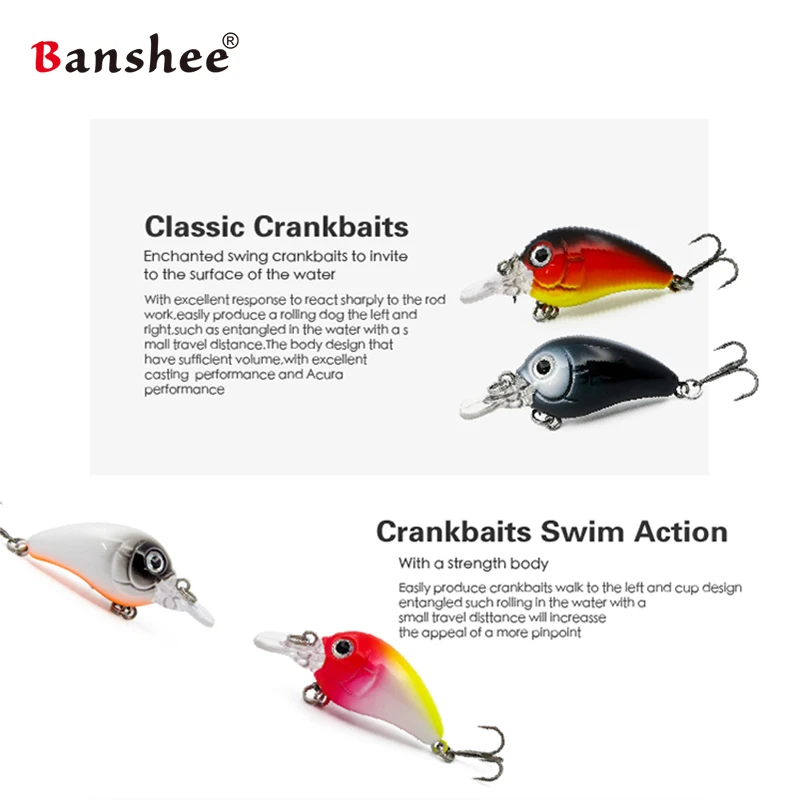 Banshee 5 uds Mini Wobblers por Pike Crankbaits conjunto de Señuelos de Pesca se hunde Crankbait para pesca cebos duro Artificial 43mm 3,3g señuelos de pesca señuelos de pesca mar señuelos pesca señuelo pesca crankbait - imagen 4